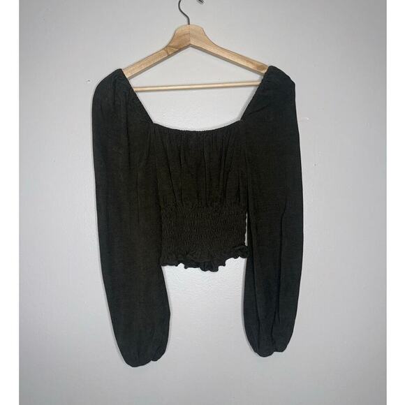 Line & Dot x Revolve Carmen Sinched Waist Blouse/Top Dark Green Size Small - Picture 6 of 6